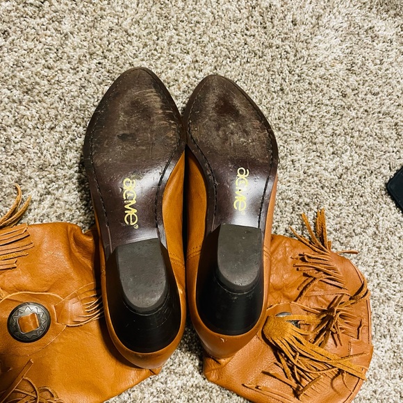 ACME Light Brown Leather Boots Size:6.5 - Picture 3 of 3